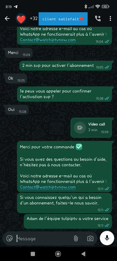 Avis client