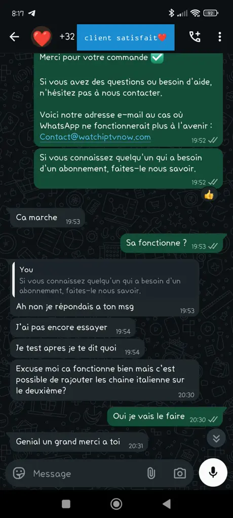 Avis client